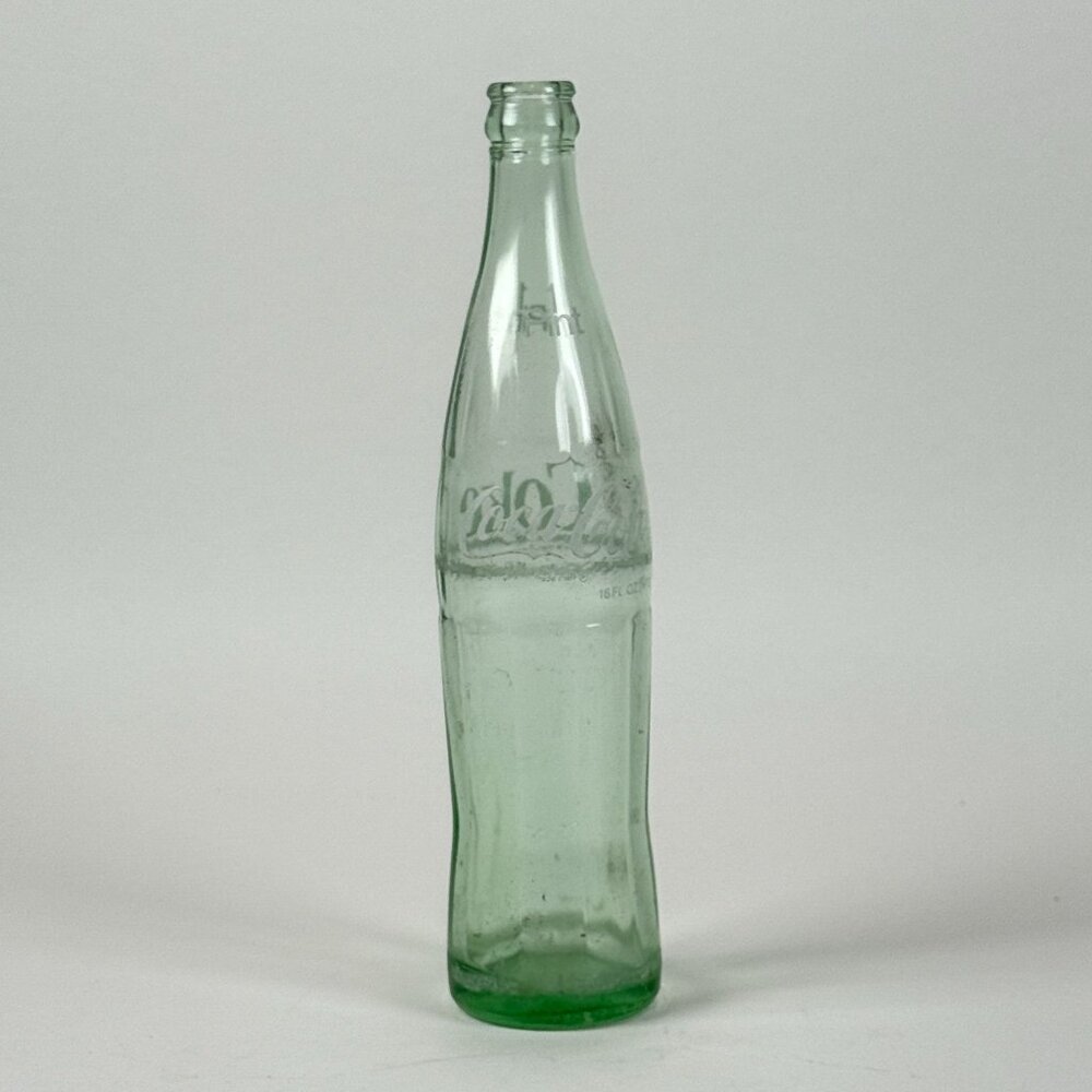 Vintage 1984 Coca-Cola 16 Oz Embossed Green Glass Bottle Classic Design